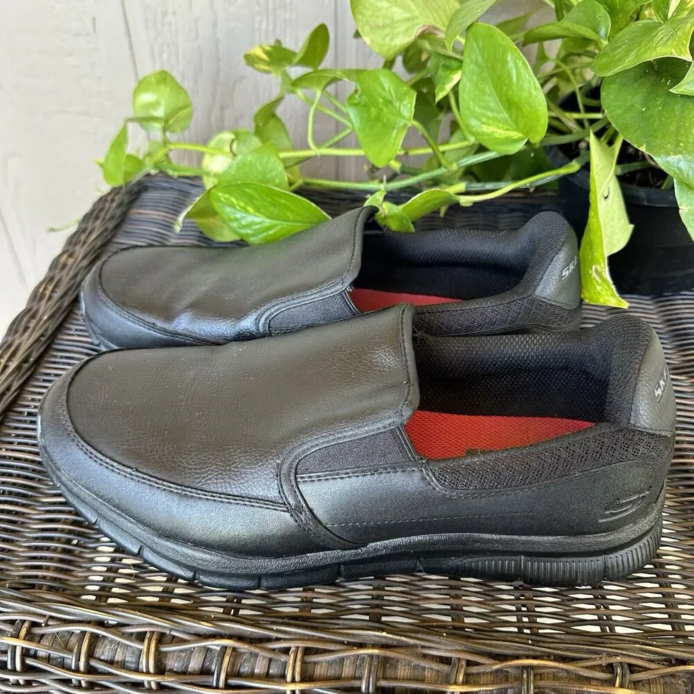 Skechers Work Shoes Mens Size 11‎ Slip Resistant Black Slip On Workwear Kitchen